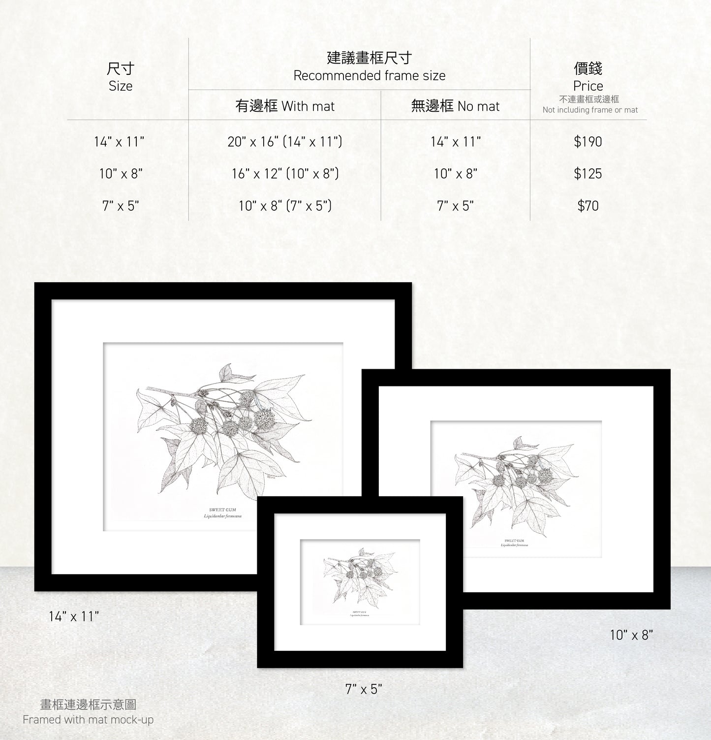 香港生態印刷畫: 楓香 HK Wildlife Art Print: Sweet Gum